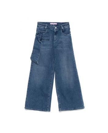 Girls Denim Blue Widee-Leg Jeans