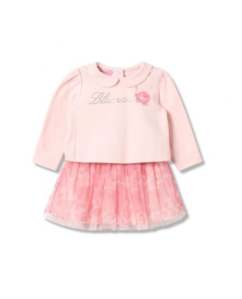 Baby Girls Pink Floral-Print Skirt Set