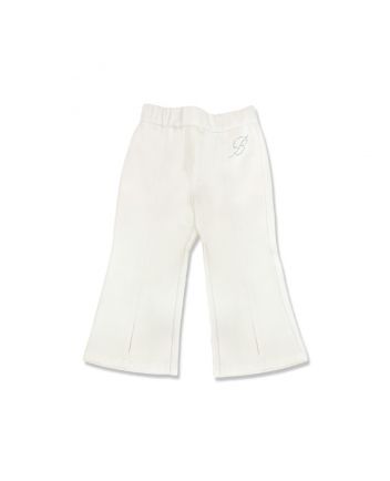 Girls Ivory Crystal-Logo Flared Trouser
