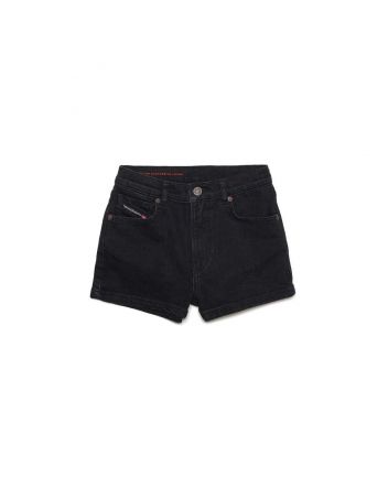 Black denim shorts with 5 pockets pattern
