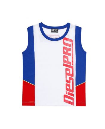 Boys White & Blue Colorblock T-shirt