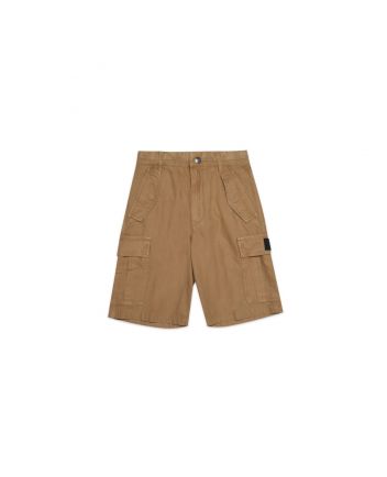 Beige Cargo Pattern Shorts In Multi-Pocket Twill