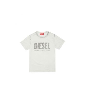 Gray cotton T-shirt with faded effect logo