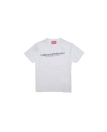 White jersey T-shirt with logo