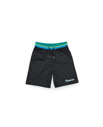 Black Basketball Shorts In Technical Fabric With Allover Logo