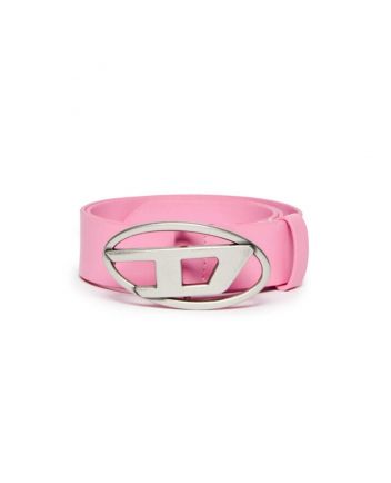 Girls Pink Leather Belt With D-Buckle