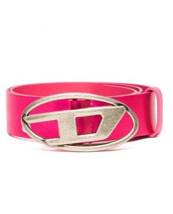 Girls Pink Logo-Buckle Leather Belt