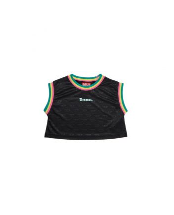 Black Allover Logo Cropped Basketball Tank Top