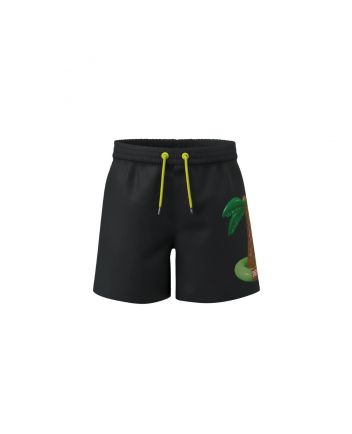 Black Boxer Shorts With Palm Tree Print
