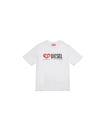 White Jersey T-Shirt With Diesel Love Division Logo