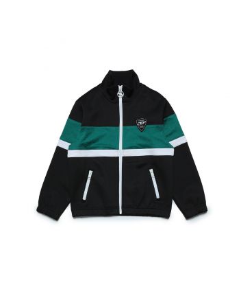 Boys Black Logo-Patch Panelled Bomber Jacket