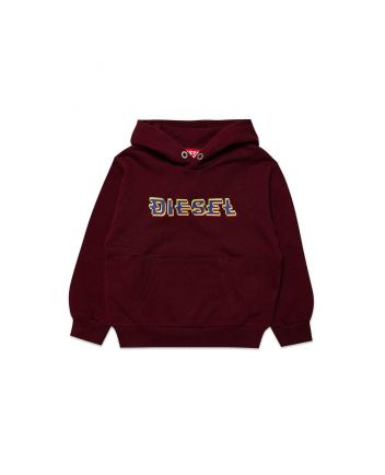 Boys Wine Three-Dimensional Logo Hoodie