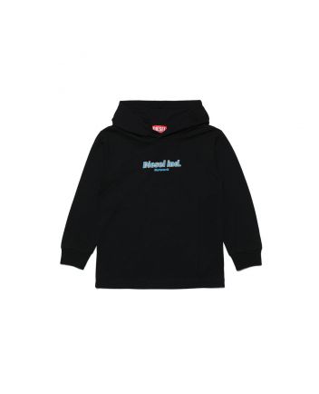 Boys Black Graphics Printed Hoodie