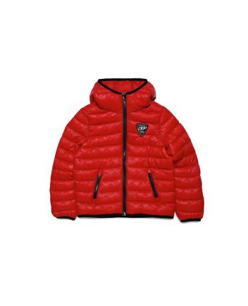 Boys Red Jkopu Quilted Hooded Jacket