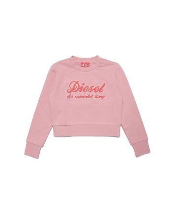 Girls Pink Sweatshirt With Chenille-Effect Logo