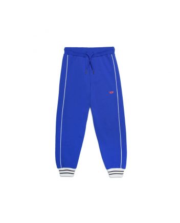 Boys Blue Trouser in Fleece with Striped Elastic Band