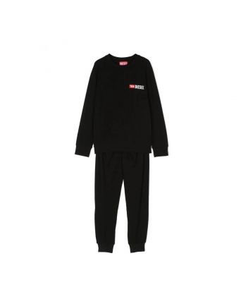 Boys Black Logo Print Pyjama Set