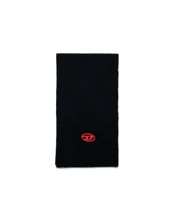 Unisex Black Logo-Embroidered Scarf