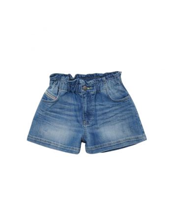 Girls Denim Blue Elasticated-Waist Shorts