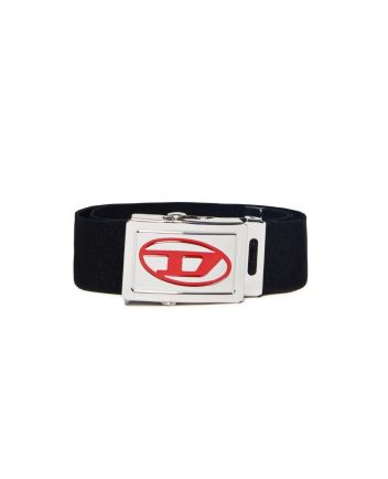 Boys Black Ribbon Belt With Logo