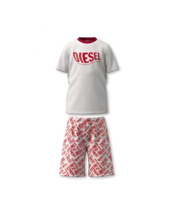 Boys White & Red Logo-Print Shorts Set