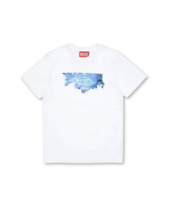 Boys White Logo-Print Cotton T-Shirt