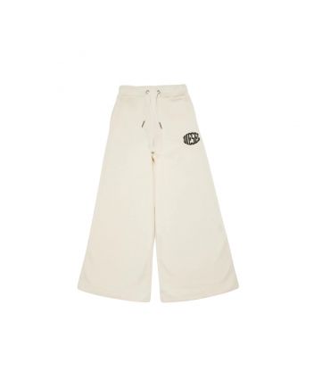 Girls Ivory Logo-Print Wide-Leg Trousers