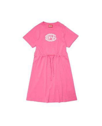 Girls Pink Logo-Print Tied-Waist Dress