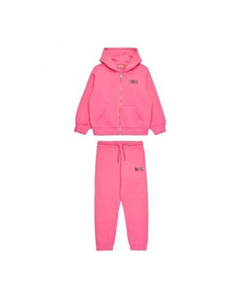 Girls Pink Logo-Print Fleece Tracksuit