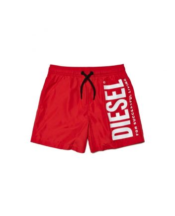 Boys Red Logo-Print Swim Shorts