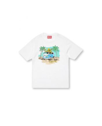 Boys White Van Graphics-Print T-Shirt