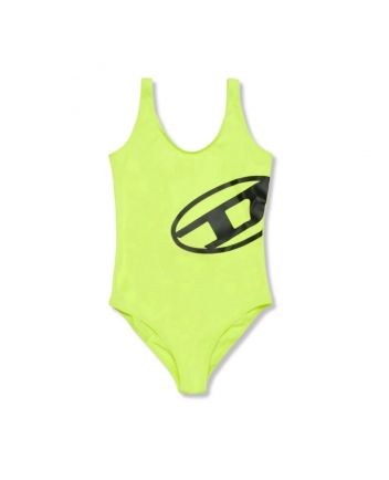 Girls Lime Green Logo-Print Swim Suits