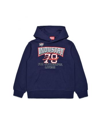 Boys Navy Blue Slogan-Print Hoodie