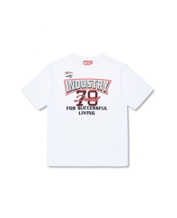 Boys White Slogan-Print Cotton T-shirt