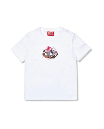 Girls White Logo-Print Cotton T-Shirt