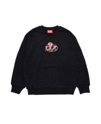 Girls Black Sweatshirt with Floral D-Logo