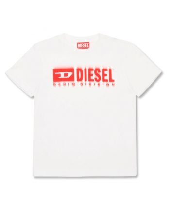 Unisex White Diesel-Print Cotton T-Shirt