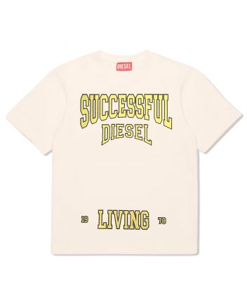 Unisex White Diesel-Print Cotton T-Shirt