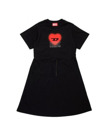 Girls Black Dress With Heart Graphics