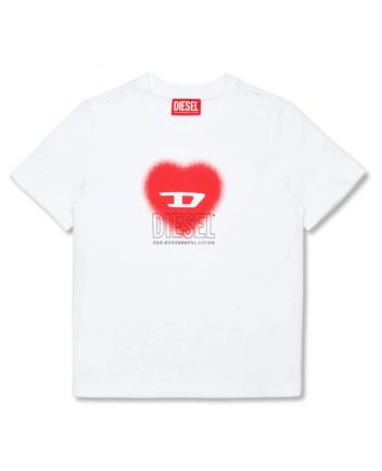 Girls White T-Shirt With Heart Graphics