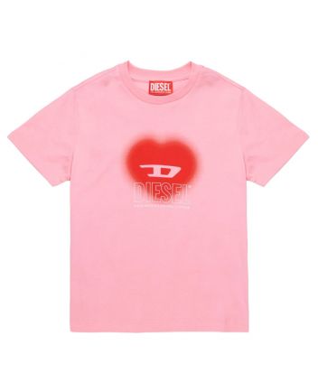Girls Pink T-Shirt With Heart Graphics