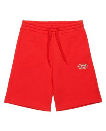 Boys Red Oval D-Plaque Cotton Shorts