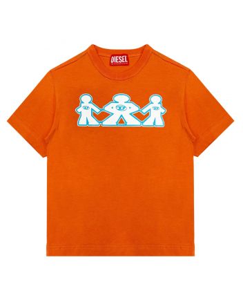 Boys Orange Logo-Print Cotton T-Shirt