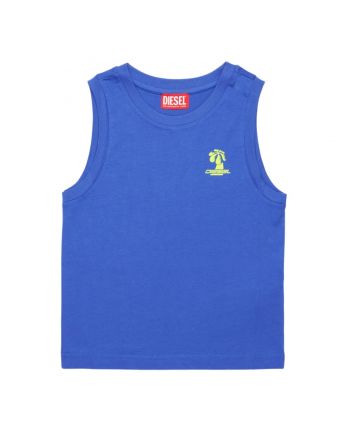 Boys Blue Palm Graphics Sleeveless T-Shirt