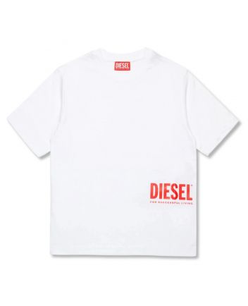 Boys White Logo-Print Cotton T-Shirt