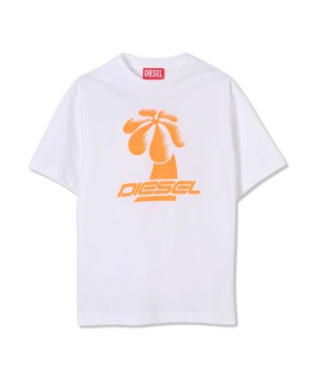 Boys White Logo-Print Cotton T-Shirt