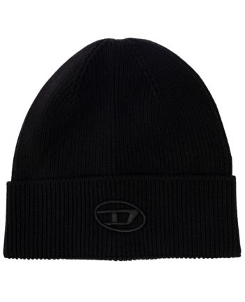 Unisex Black Logo-Embroidered Knitted Beanie