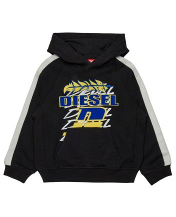 Boys Black Logo-Print Hoodie