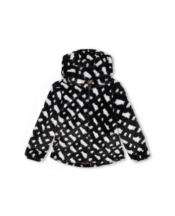 Girls Black & White Faux Fur Jacket
