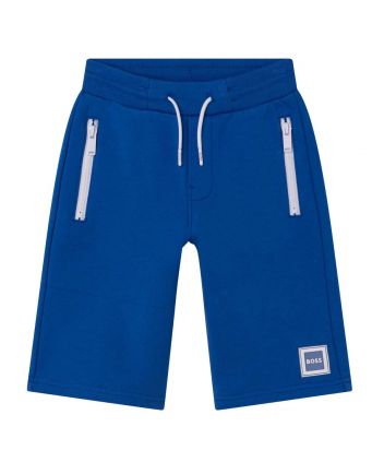 Boys Blue Cotton Logo Shorts